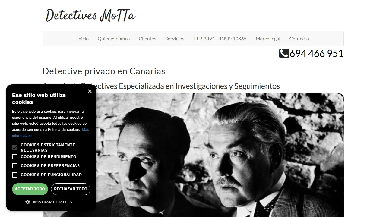 Proyecto Detectives Motta - Agencia de Detectives Privados Tenerife - SEO Servicios - Caso de éxito Detectives Motta